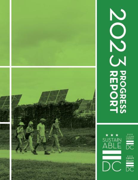 2023 Progress Report cover for Sustainable DC, Clean Energy DC, and Climate Ready DC