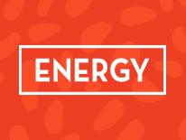 Energy The word "Energy" in a white box, on an orange background.