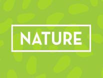 Nature The word "Nature" in a white box, on a green background.