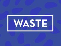 Waste The word "Waste" in a white box, on a blue background.